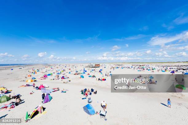 beach of st. peter-ording in germany during summer time - sankt peter ording stock pictures, royalty-free photos & images