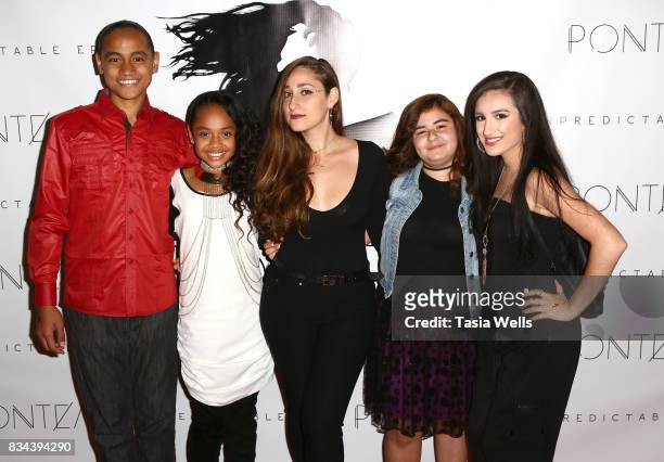 Skii, Nancy Fifita, Pontea, Kendall Montroe and Savannah Garza at the Pontea EP Release Party at The Federal on August 17, 2017 in North Hollywood,...
