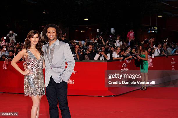 Actress Ashley Tisdale and actor Corbin Bleu attends the 'High School Musical 3' premiere during the 3rd Rome International Film Festival held at the...