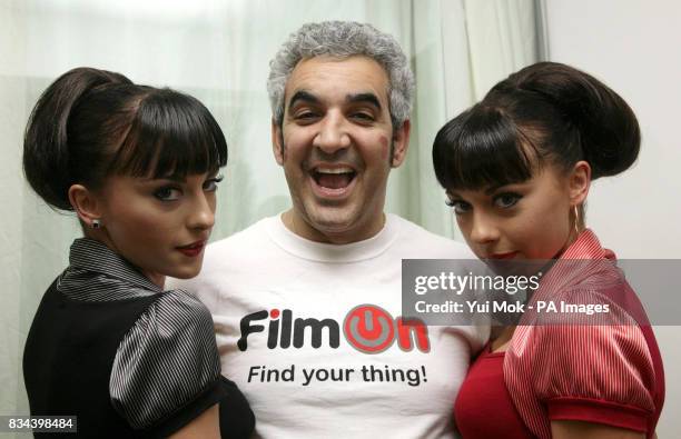 Gabriela and Monica Irimia of the Cheeky Girls with director Alki David , during a photocall for their film 'Killing The Cheeky Girls', at 111...