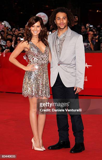 Actress Ashley Tisdale and actor Corbin Bleu attends the 'High School Musical 3' premiere during the 3rd Rome International Film Festival held at the...
