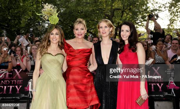 Sarah Jessica Parker, Kim Cattrall, Cynthia Nixon and Kristin Davis arrive for the world premiere of Sex and the City at the Odeon West End Cinema,...