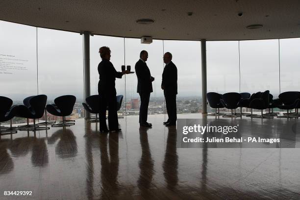 Paul Walsh CEO of Diageo and Brian Duffy , the Guinness Global Brand Director in the Gravity bar at the Guinness storehouse, Dublin.