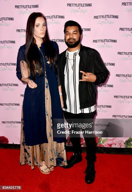 Kristi Tucker and Adrian Dev attends PrettyLittleThing X Olivia Culpo Launch at Liaison Lounge on August 17, 2017 in Los Angeles, California.