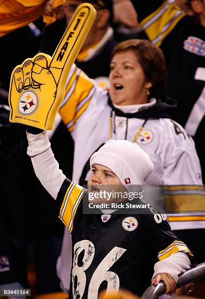 Young fan of the Pittsburgh Steelers shows his support against the New York Giants on October 26, 2008 at Heinz Field in Pittsburgh, Pennsylvania....