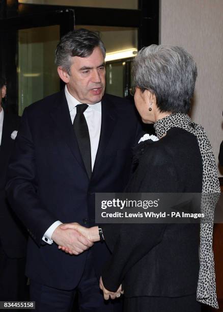 Prime Minister Gordon Brown meets Chinese ambassador Fu Ying at the Chinese Embassy in London, to pay respects to those who died in the Sichuan...