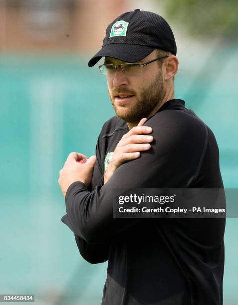 New Zealand captain Daniel Vettori during the nets session at Old Trafford Cricket Ground, Manchester.