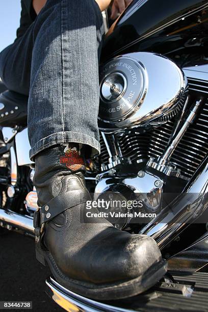 Person sits on a motorcycle at the 25th Annual Love Ride on October 26, 2008 in Los Angeles, California.