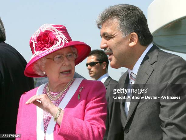 Britain's Queen Elizabeth II takes a boat trip along the Bosphorus Strait, the largest shipping channel in the world, with President Abdullah Gul...