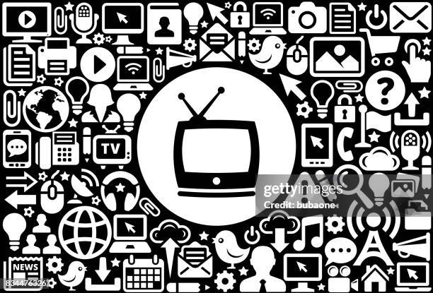 tv icon black and white internet technology background - text message screen man stock illustrations