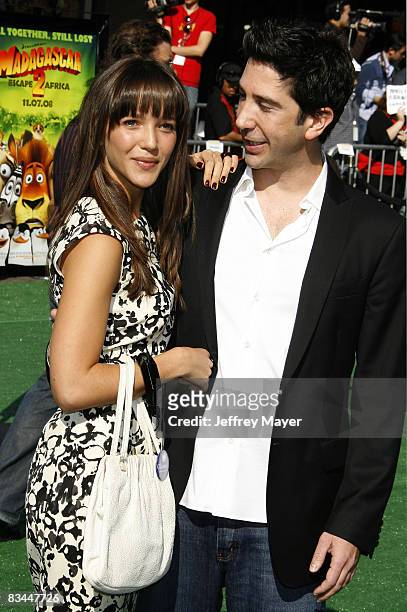 Zoe Buckman and David Schwimmer arrive at the premiere of Dreamworks' "Madagascar: Escape 2 Africa" at the Mann Village Theatre on October 26, 2008...