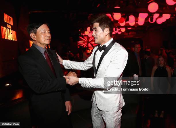 Wong Jack Man and Phillip Ng attend the special screening WWE Studios' "Birth Of The Dragon" After Party on August 17, 2017 in Hollywood, California.