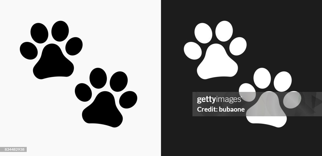 Paw Prints icono en blanco y negro Vector fondos