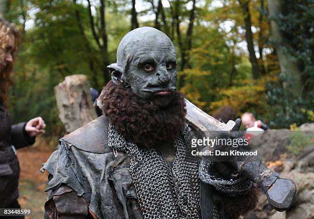 Orcs take a rest from filming in Epping Forest for a new chapter based on the epic trilogy, 'The Lord Of The Rings' on October 25, 2008 in London,...