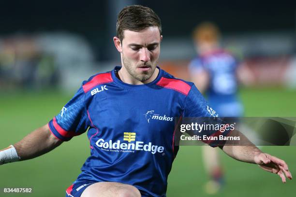 Mitchell Hunt of Tasman warming up during the Mitre 10 Cup round one match between Tasman and Canterbury at Trafalgar Park on August 18, 2017 in...