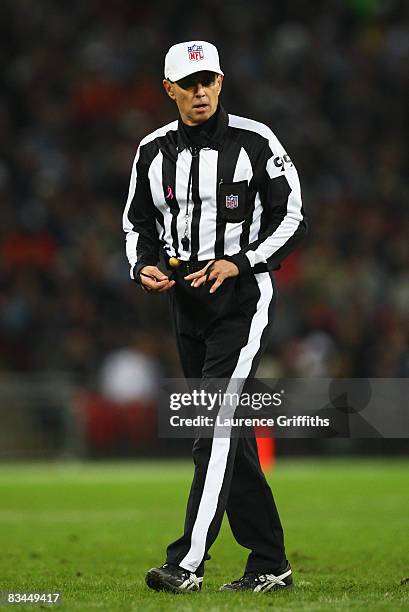 Referee Tony Corrente looks on during the Bridgestone International Series NFL match between San Diego Chargers and New Orleans Saints at Wembley...