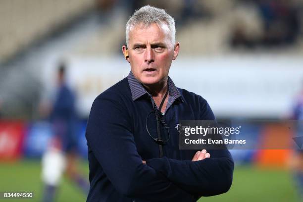 Coach of Tasman Leo Crowley during the Mitre 10 Cup round one match betweenTasman and Canterbury at Trafalgar Park on August 18, 2017 in Nelson, New...