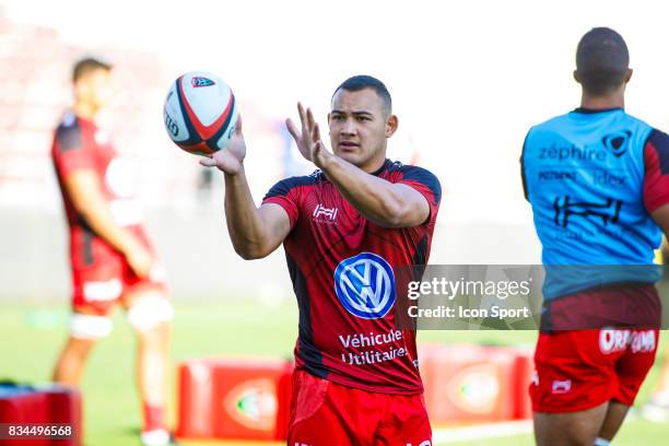 Jonah Placid of Toulon during the pre-season match between Rc Toulon and Lyon OU at Felix Mayol Stadium on August 17, 2017 in Toulon, France.