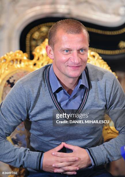 Steaua Bucharest's new coach Dorinel Munteanu is pictured during a press conference in Bucharest on October 27, 2008. Munteanu replaces Marius...