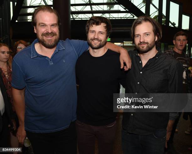 Actor David Harbour, creators, writers, executive producers Ross Duffer and Matt Duffer arrive at a reception and q&a for Netflix's "Stranger Thing"...