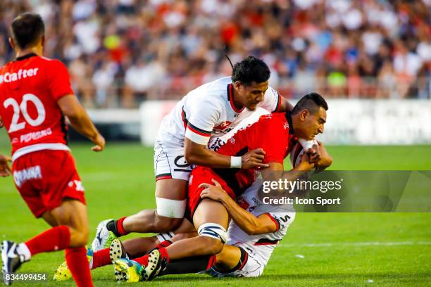 Rudy Gahetau of Toulon during the pre-season match between Rc Toulon and Lyon OU at Felix Mayol Stadium on August 17, 2017 in Toulon, France.