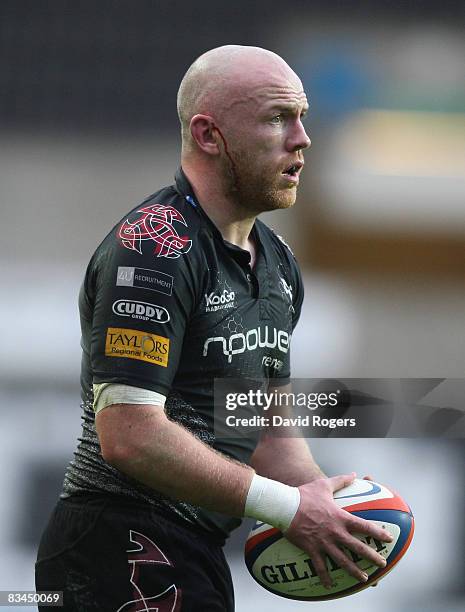 Steve Tandy of Ospreys, pictured during the EDF Energy Cup match between Ospreys and Worcester Warriors at the Liberty Stadium on October 26, 2008 in...