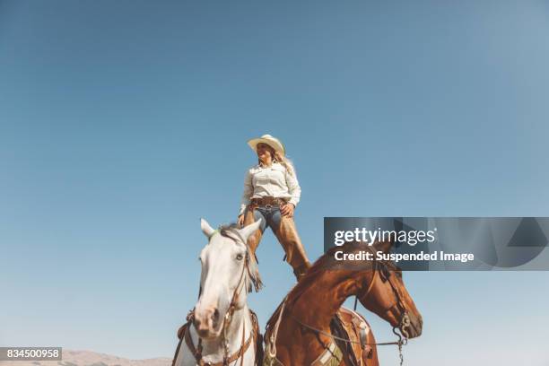 cowgirl portrait - calça de couro de cowboy imagens e fotografias de stock