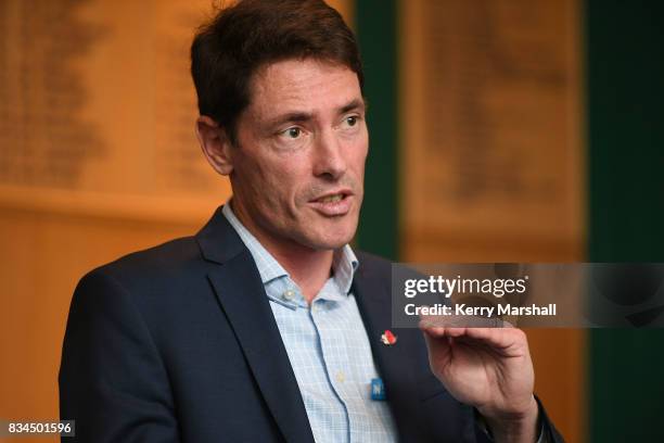 David Elliott, the National Party candidate for Napier, speaks at a "Meet the Candidate" evening on August 18, 2017 in Napier, New Zealand. The New...
