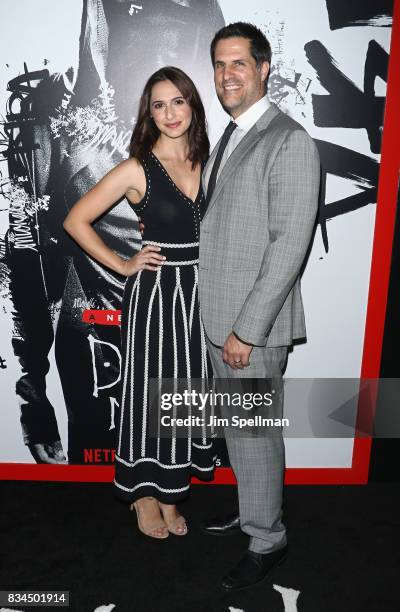 Screenwriter Vlas Parlapanides and guest attend the "Death Note" New York premiere at AMC Loews Lincoln Square 13 theater on August 17, 2017 in New...