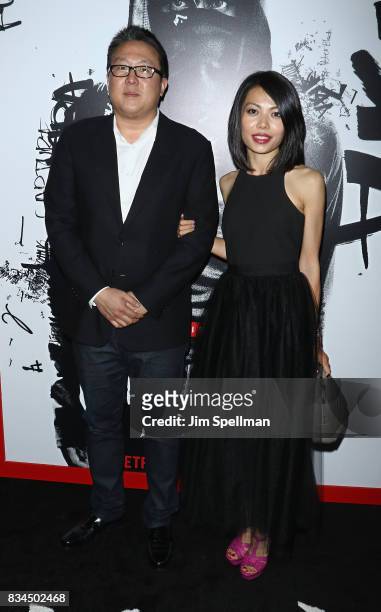 Producer Roy Lee and guest attend the "Death Note" New York premiere at AMC Loews Lincoln Square 13 theater on August 17, 2017 in New York City.