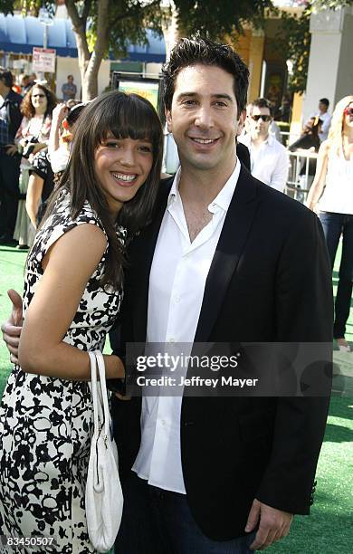 Zoe Buckman and David Schwimmer arrive at the premiere of Dreamworks' "Madagascar: Escape 2 Africa" at the Mann Village Theatre on October 26, 2008...