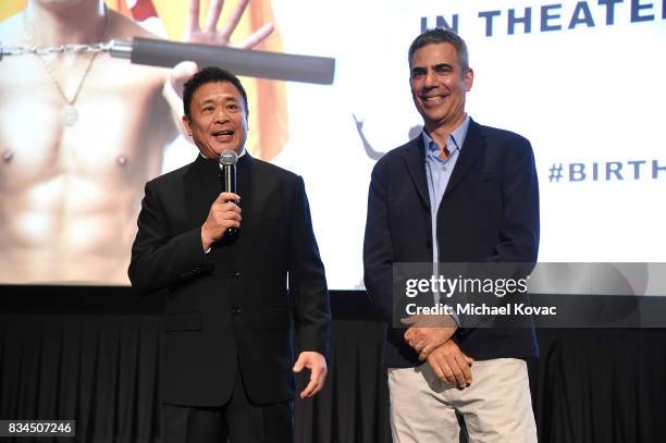 Producers Leo Shi Young and Michael London introduce the Los Angeles special screening of Birth of the Dragon at ArcLight Cinemas on August 17, 2017...