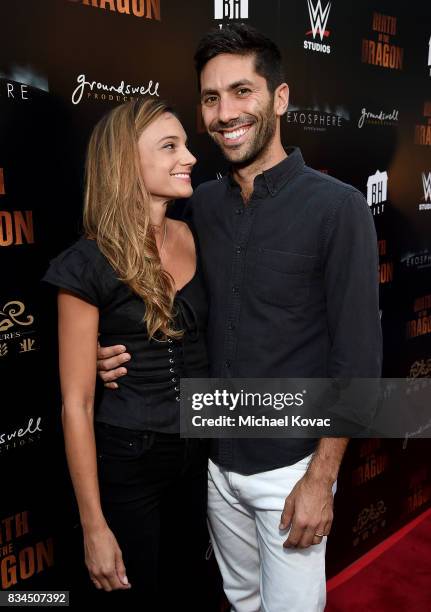 Actor Nev Schulman and writer Laura Perlongo attend the Los Angeles special screening of Birth of the Dragon at ArcLight Cinemas on August 17, 2017...