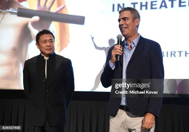 Producers Leo Shi Young and Michael London introduce the Los Angeles special screening of Birth of the Dragon at ArcLight Cinemas on August 17, 2017...