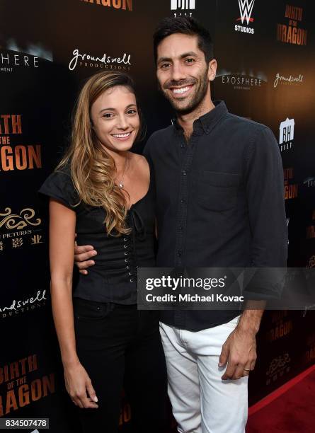 Actor Nev Schulman and writer Laura Perlongo attend the Los Angeles special screening of Birth of the Dragon at ArcLight Cinemas on August 17, 2017...