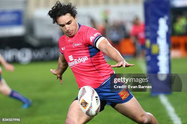James Lowe of Tasman during the Mitre 10 Cup round one match between Tasman and Canterbury at Trafalgar Park on August 18, 2017 in Nelson, New...