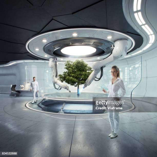futurelab models and tree - space station stock pictures, royalty-free photos & images