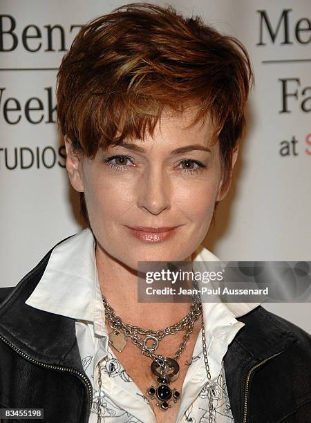 Actress Carolyn Hennesy arrives at the Spring 2009 Mercedes-Benz Fashion Week held at Smashbox studios on October 14th, 2008 in Culver City,...