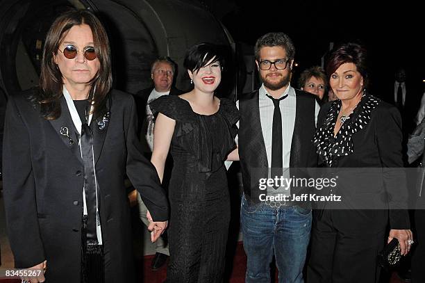 Singer Ozzy Osbourne and TV personalities Kelly Osbourne, Jack Osbourne, and Sharon Osbourne arrives at SPIKE TV's "Scream 2008" Awards held at the...