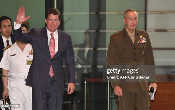 New US Ambassador to Japan William Hagerty and General Joseph Dunford , the chairman of the US Joint Chiefs of Staff, arrive at the prime minister's...