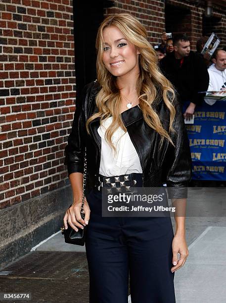 Actress Lauren Conrad visits "Late Show with David Letterman" at the Ed Sullivan Theater on October 27, 2008 in New York City.