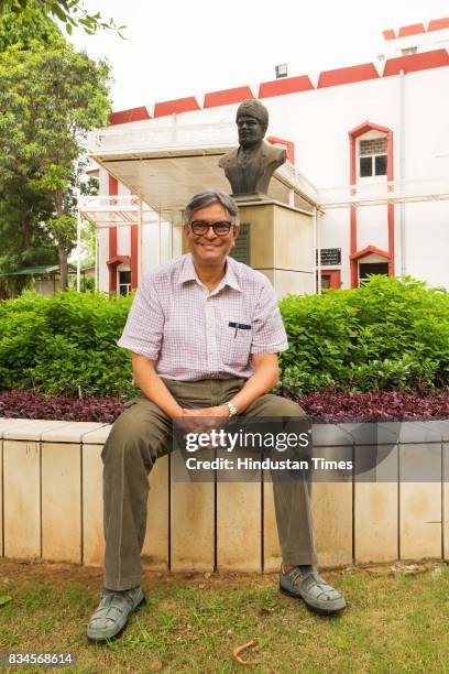 Vice Chancellor of the University Jamia Millia Islamia , Professor Talat Ahmad poses during an exclusive interview with Hindustan Times, on August 2,...