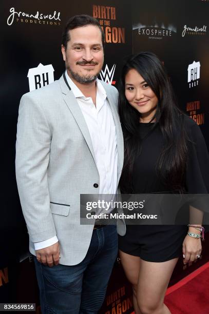 Composer H. Scott Salinas and Tiffany Park attend the Los Angeles special screening of Birth of the Dragon at ArcLight Cinemas on August 17, 2017 in...