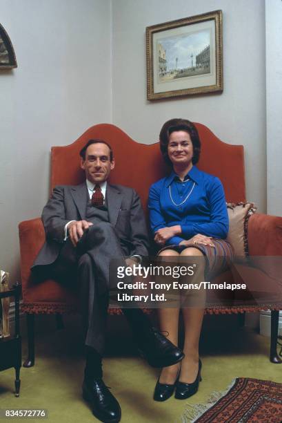 British politician and leader of the Liberal party Jeremy Thorpe with his wife, concert pianist, Marion Stein , April 1973.