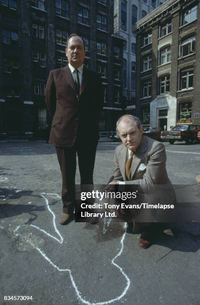 South African-born British actor Stratford Johns and English actor Frank Windsor in the BBC Television series 'Jack The Ripper', London, UK, 1973.