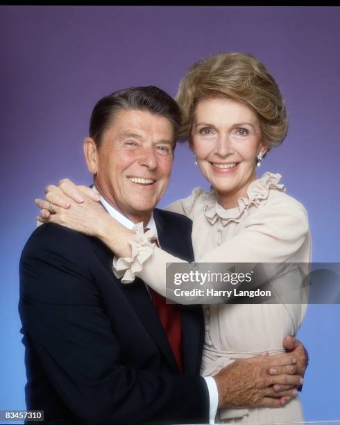 President Ronald Reagan and his wife Nancy pose for a portrait Session in January, 1981 in Los Angeles, California.