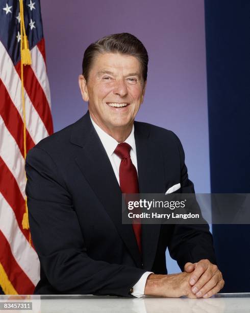 President Ronald Reagan poses for a portrait Session in January, 1981 in Los Angeles, California.