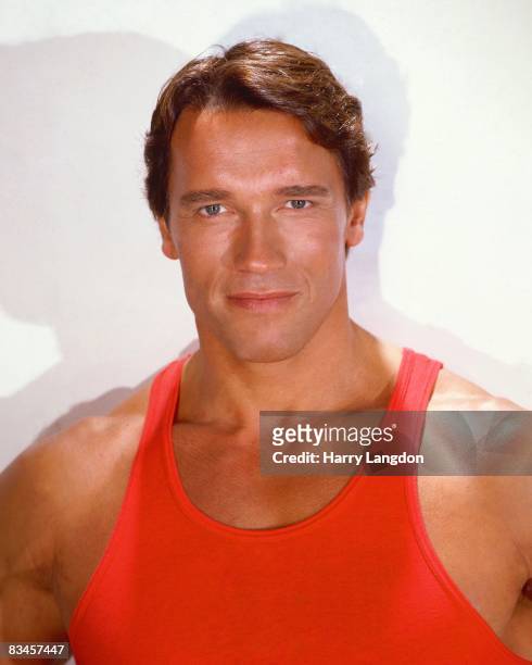 Body builder, actor and future Governor of California Arnold Schwarzenegger poses for a portrait Session on June 13, 1985 in Los Angeles, California.