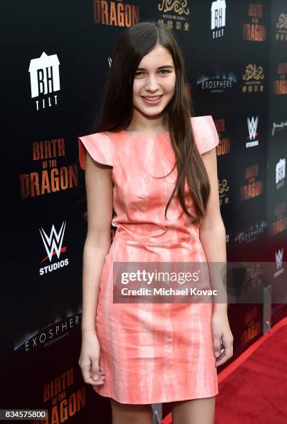 Actor Chloe Scherck attends the Los Angeles special screening of Birth of the Dragon at ArcLight Cinemas on August 17, 2017 in Hollywood, California.