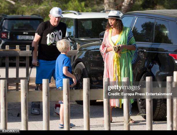 Boris Becker, Lilly Becker and theis son Amadeus Becker are seen on August 17, 2017 in Ibiza, Spain.